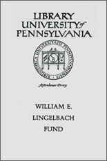 William E. Lingelbach Fund bookplate.
