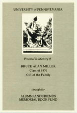 Bruce Alan Miller Book Fund Bookplate.